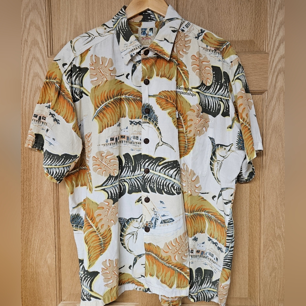 John Severson‎ XL Tropical Leaf Print Men's Shirt Mercedes Championship